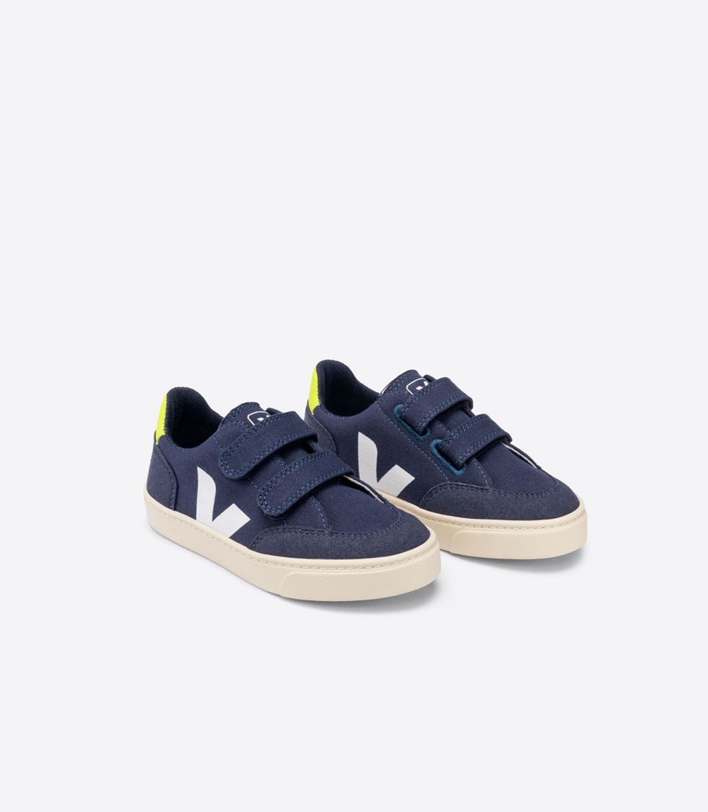 Veja Sneakers Kids - V-12 Velcro Canvas - Blue - 7096JONBF